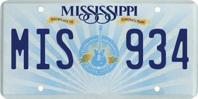 MS license plate MIS934