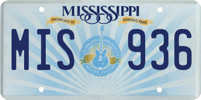 MS license plate MIS936