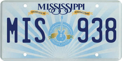 MS license plate MIS938