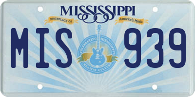 MS license plate MIS939