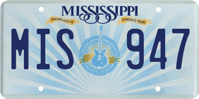 MS license plate MIS947