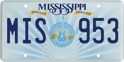 MS license plate MIS953