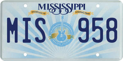 MS license plate MIS958