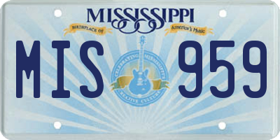 MS license plate MIS959