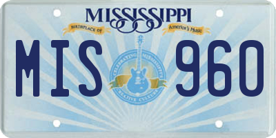 MS license plate MIS960