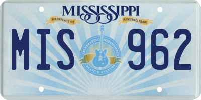 MS license plate MIS962