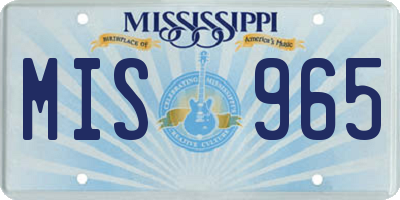 MS license plate MIS965