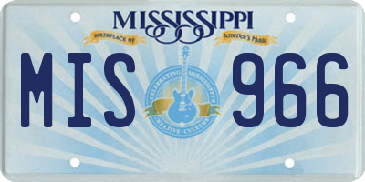 MS license plate MIS966