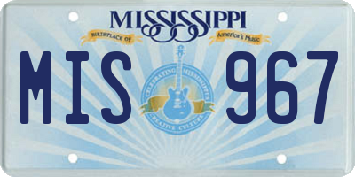 MS license plate MIS967