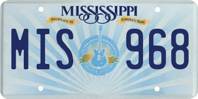 MS license plate MIS968