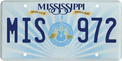 MS license plate MIS972