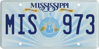MS license plate MIS973