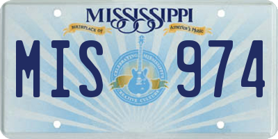 MS license plate MIS974
