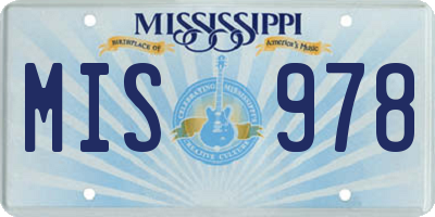MS license plate MIS978