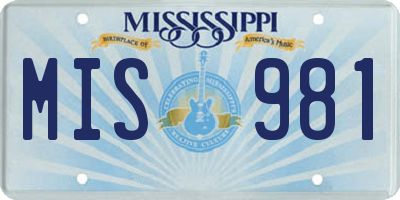 MS license plate MIS981