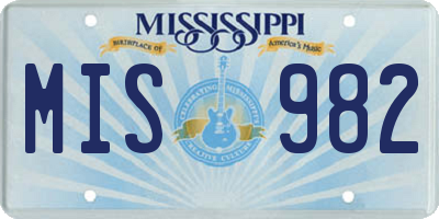 MS license plate MIS982