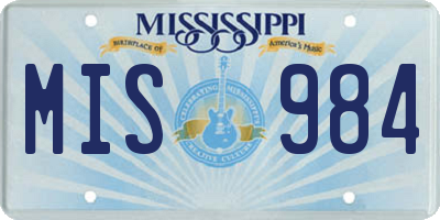 MS license plate MIS984
