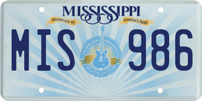 MS license plate MIS986