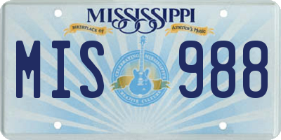 MS license plate MIS988