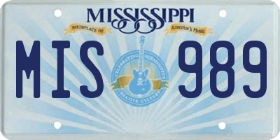 MS license plate MIS989