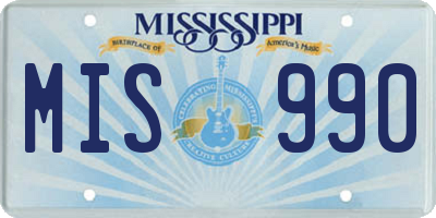 MS license plate MIS990