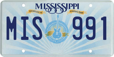 MS license plate MIS991