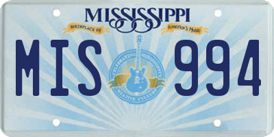 MS license plate MIS994