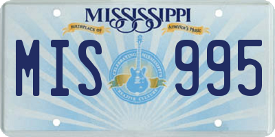 MS license plate MIS995