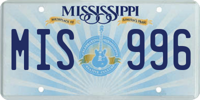 MS license plate MIS996
