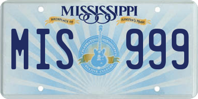 MS license plate MIS999