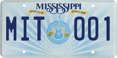 MS license plate MIT001