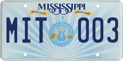 MS license plate MIT003