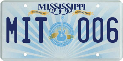 MS license plate MIT006
