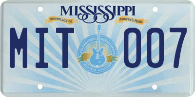 MS license plate MIT007