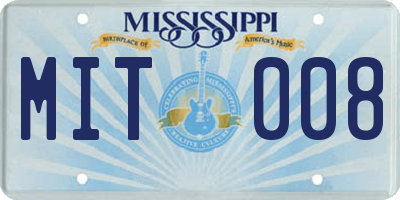 MS license plate MIT008