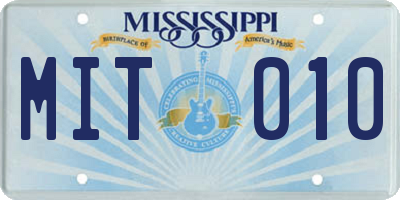 MS license plate MIT010