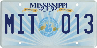 MS license plate MIT013