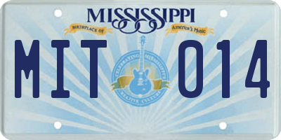 MS license plate MIT014