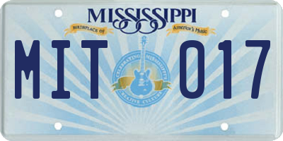 MS license plate MIT017