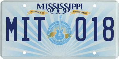 MS license plate MIT018