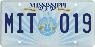 MS license plate MIT019