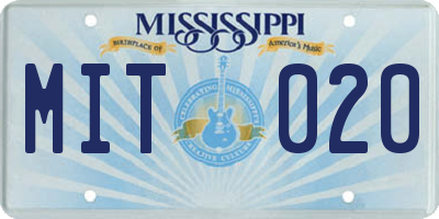 MS license plate MIT020