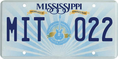 MS license plate MIT022