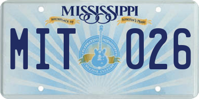 MS license plate MIT026