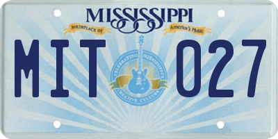 MS license plate MIT027