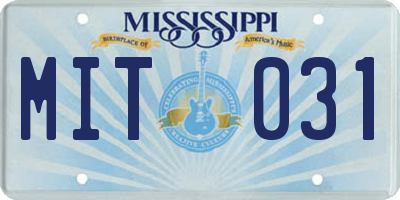MS license plate MIT031