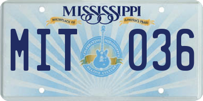 MS license plate MIT036