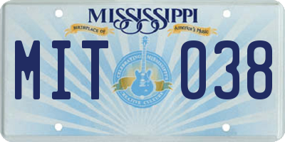MS license plate MIT038