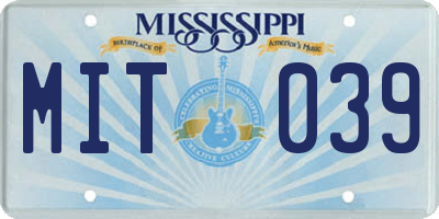 MS license plate MIT039