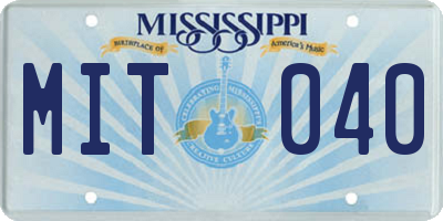 MS license plate MIT040